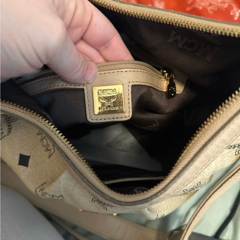 Authentic MCM Tan Monogram Shoulder Bag - Picture 8 of 10